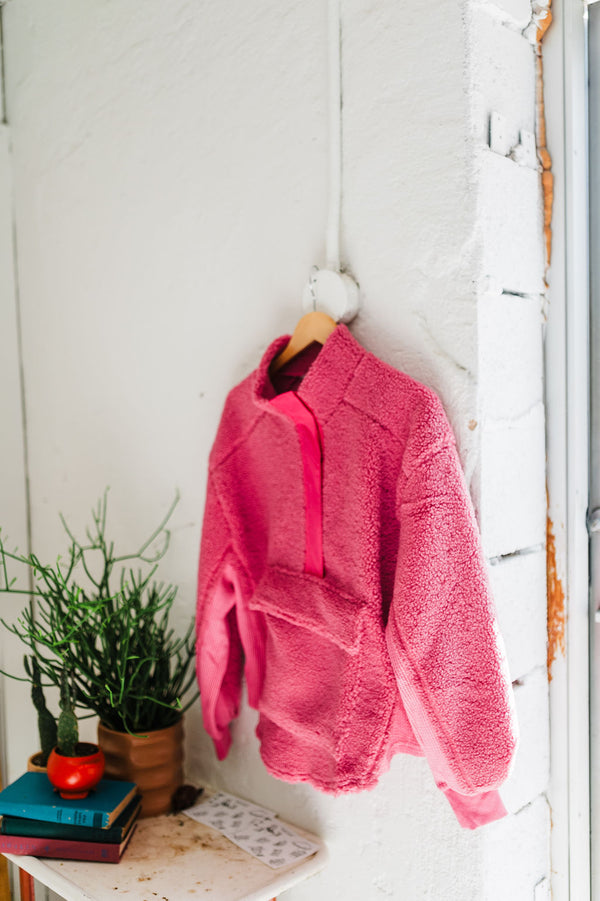 reese | hot pink teddy pullover sweatshirt