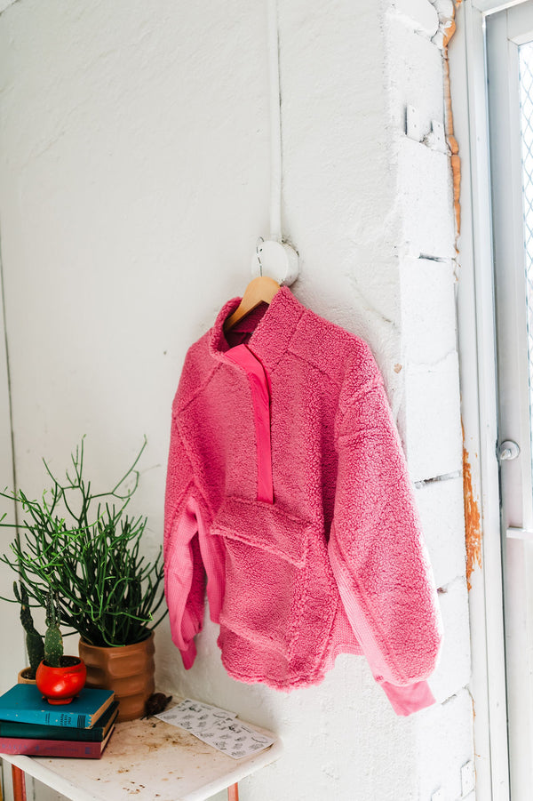 reese | hot pink teddy pullover sweatshirt