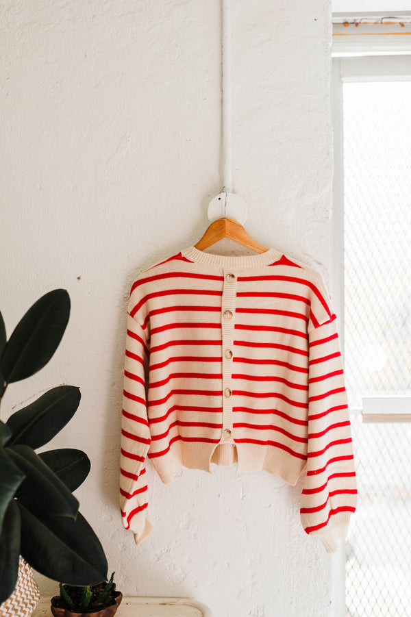 eleanor | red striped knit pullover sweater