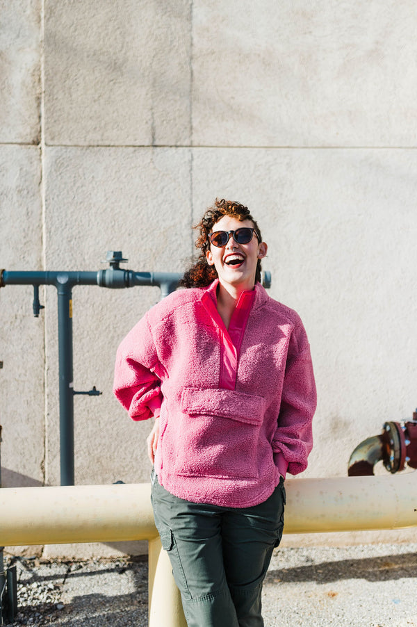 reese | hot pink teddy pullover sweatshirt