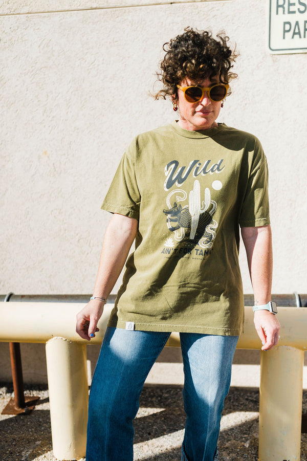 wild ain't for tamin' | faded olive relaxed tee