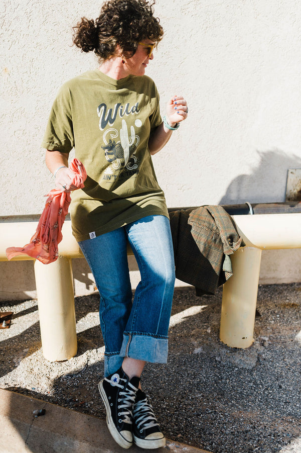 wild ain't for tamin' | faded olive relaxed tee