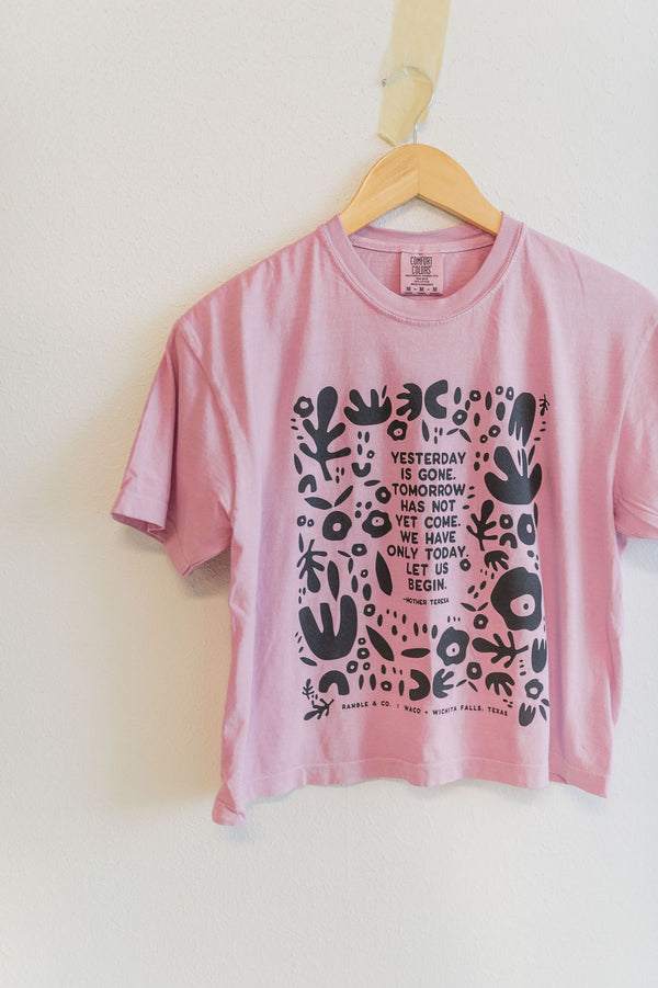 yesterday is gone | rose quartz boxy cropped tee