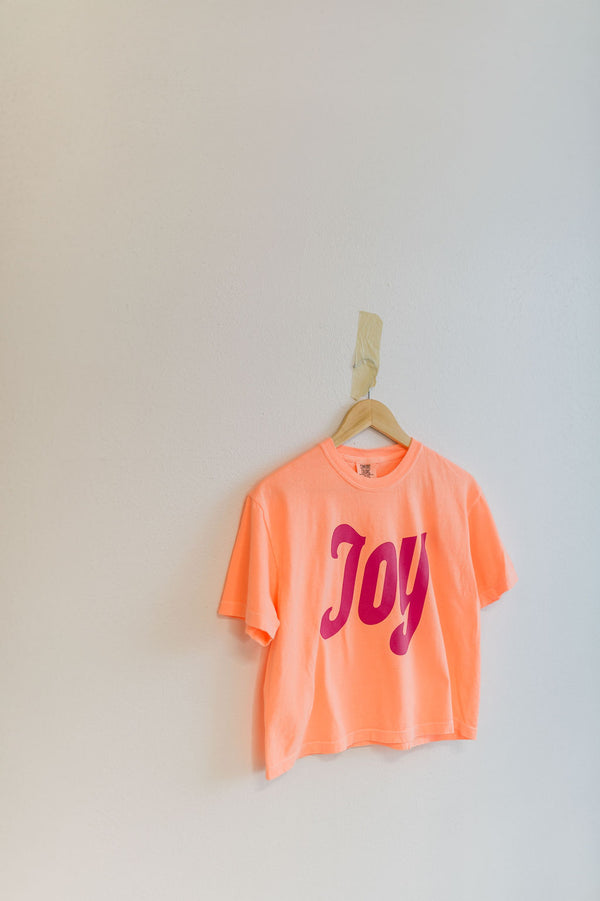 joy | neon cantelope comfort colors boxy cropped tee