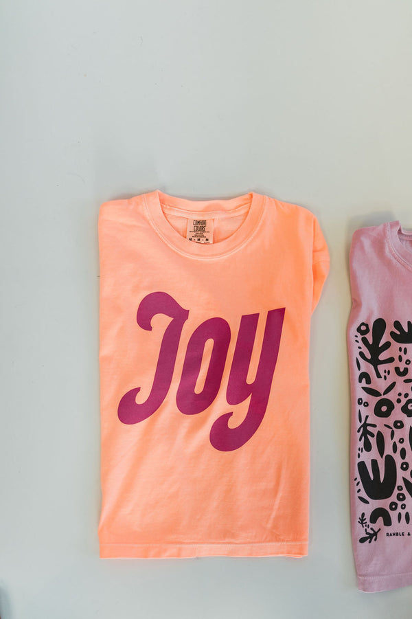 joy | neon cantelope comfort colors boxy cropped tee