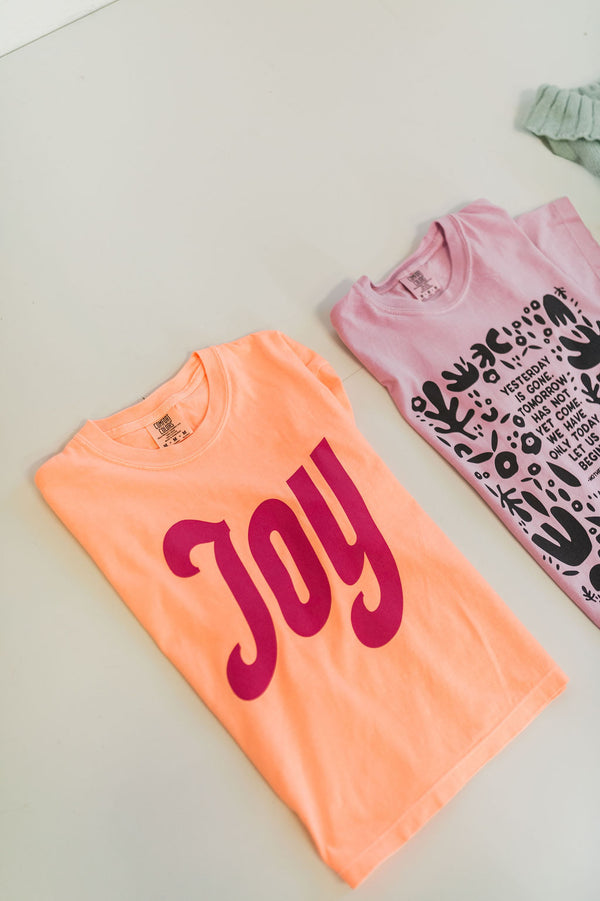 joy | neon cantelope comfort colors boxy cropped tee