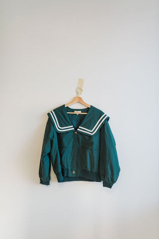 sailor collar button up jacket | deep green