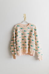 fuzzy cherry sweater | ivory pink