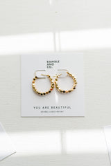 cube bead latch hoop 24k | earring