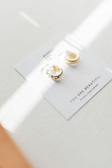 u shaped huggie with cz stones | earring