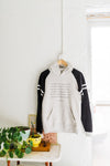 c.s. lewis | oatmeal + black varsity colorblock raglan hoodie