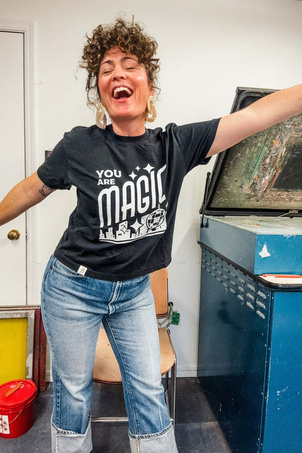 you are magic | black boxy cropped tee