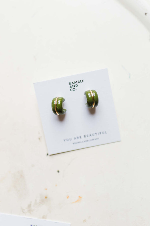 arlo hoop earring | green