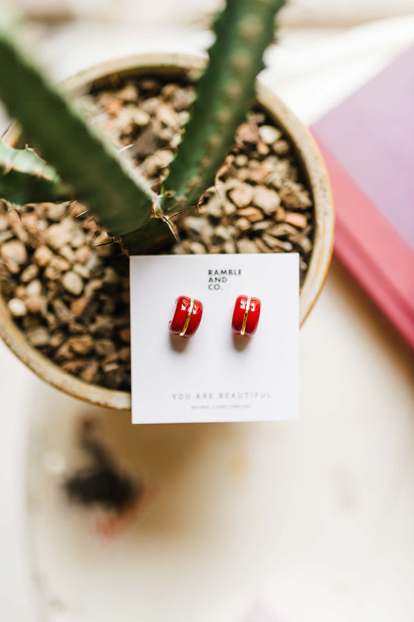 arlo hoop earring | red