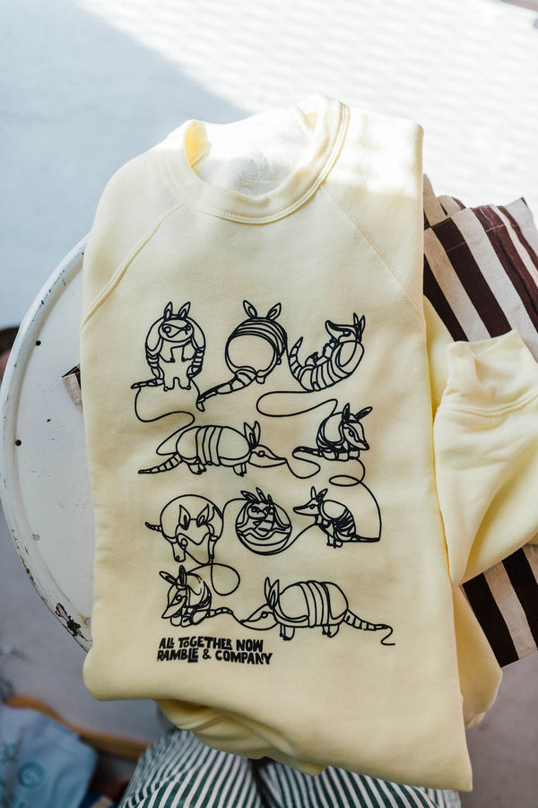 all together now armadillo | raglan fleece sweatshirt french vanilla