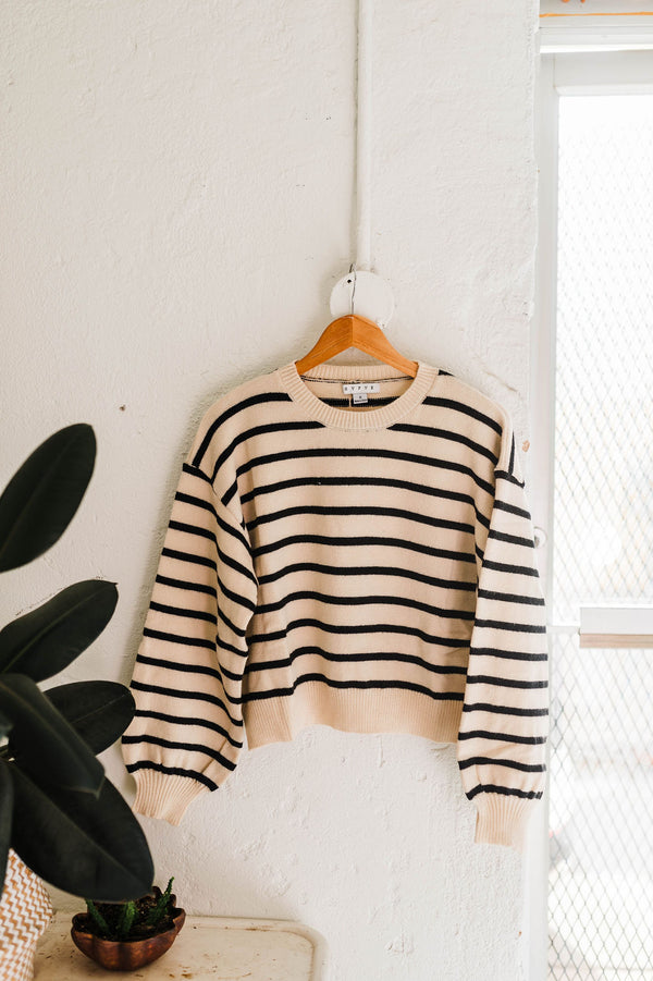 eleanor | black striped knit pullover sweater