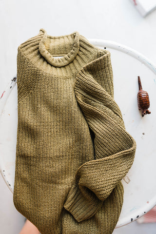 chunky knit mockneck sweater | moss