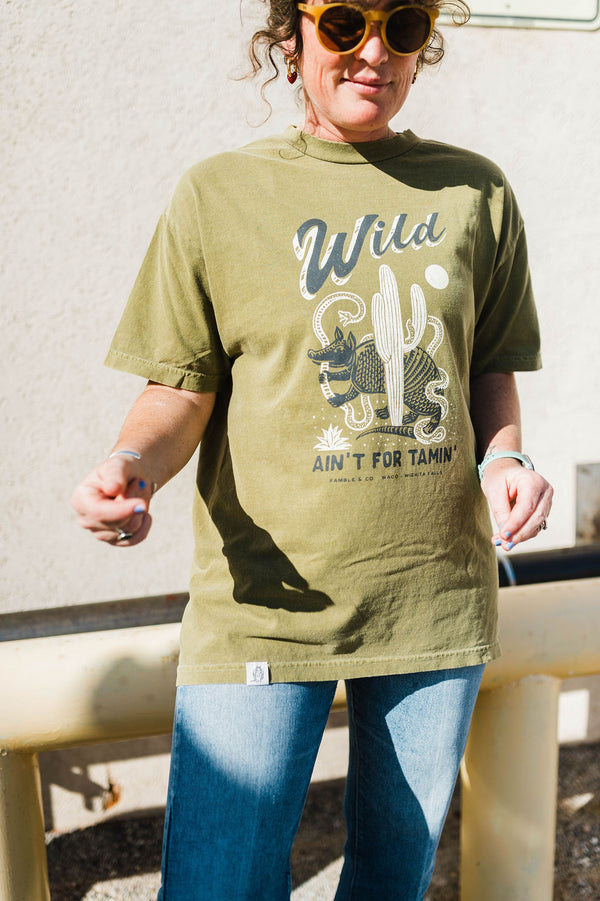 wild ain't for tamin' | faded olive relaxed tee