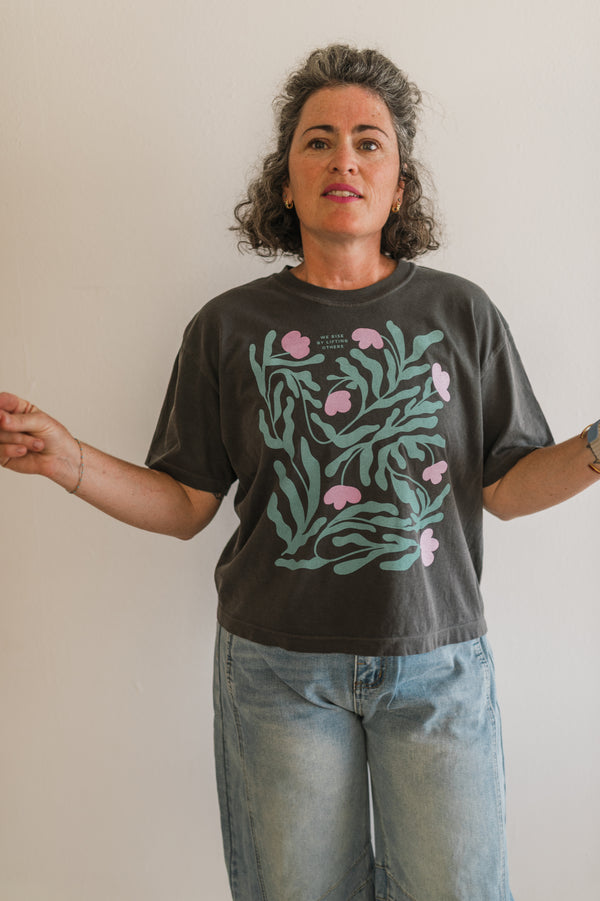 we rise by lifting others | pepper comfort colors boxy cropped tee