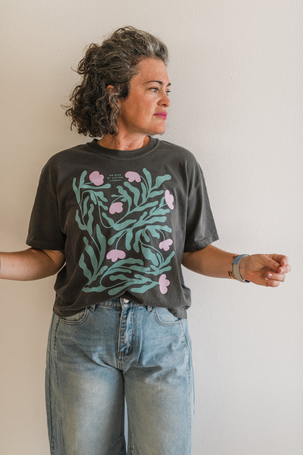we rise by lifting others | pepper comfort colors boxy cropped tee