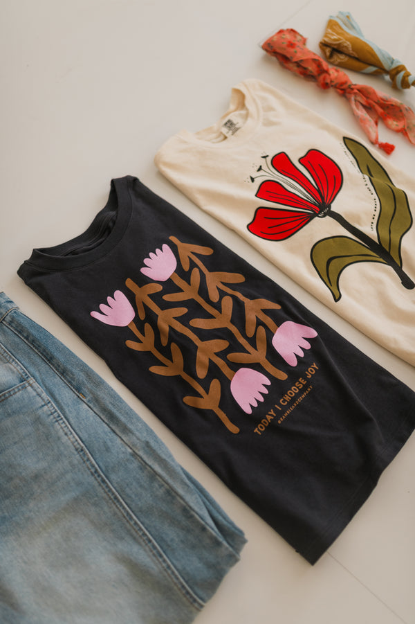 today I choose joy flower | dark grey crop