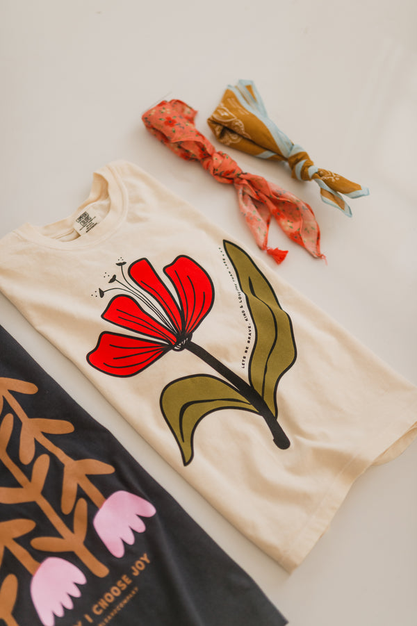 lets be brave | ivory comfort colors boxy crop tee