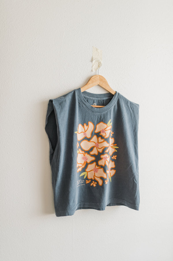 with great love | faded navy boxy muscle tee