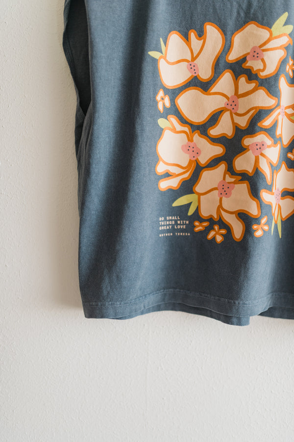 with great love | faded navy boxy muscle tee