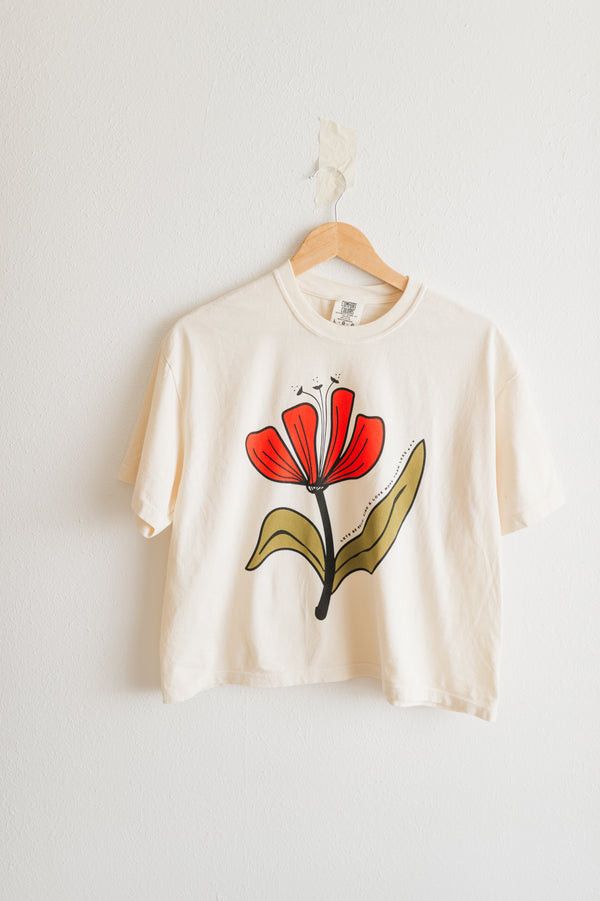 lets be brave | ivory comfort colors boxy crop tee