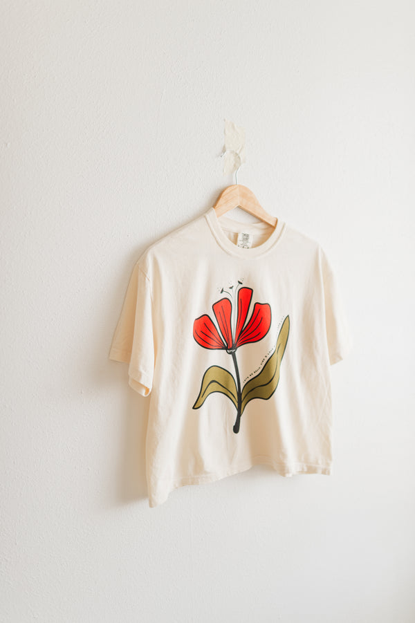 lets be brave | ivory comfort colors boxy crop tee