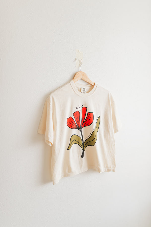 lets be brave | ivory comfort colors boxy crop tee