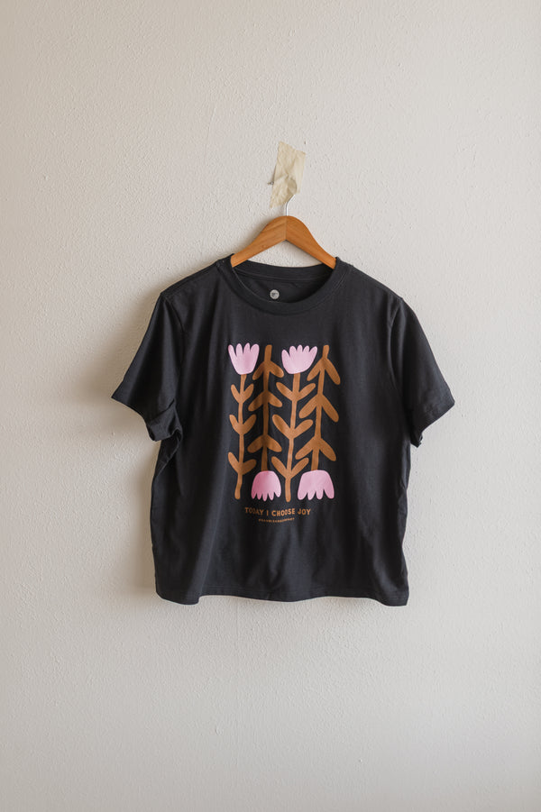 today I choose joy flower | dark grey crop