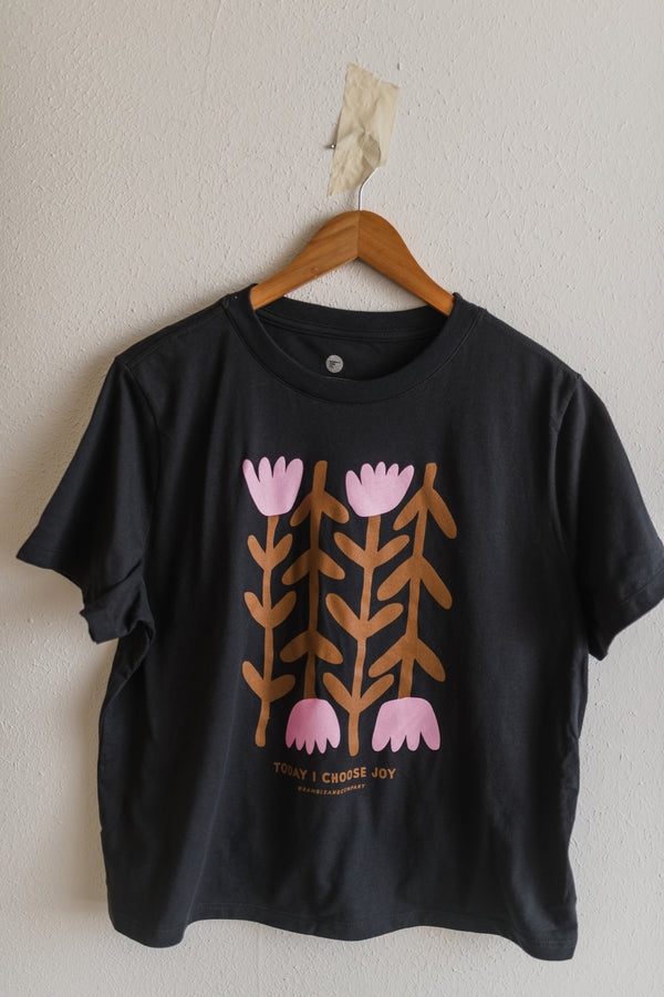 today I choose joy flower | dark grey crop