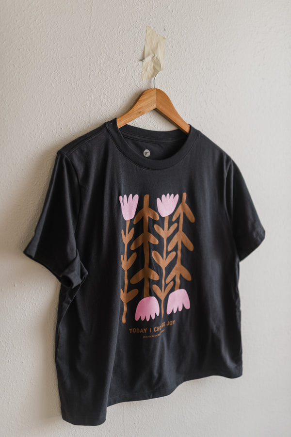 today I choose joy flower | dark grey crop