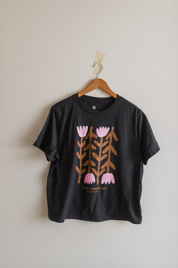 today I choose joy flower | dark grey crop