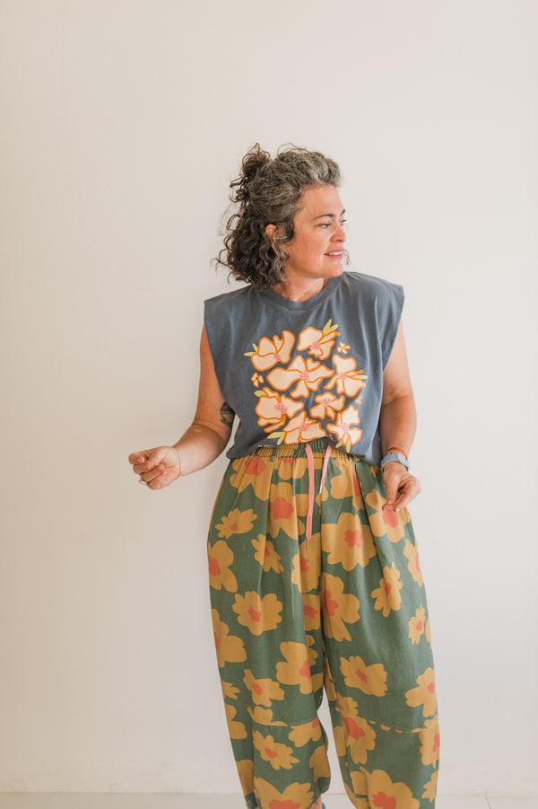 with great love | faded navy boxy muscle tee