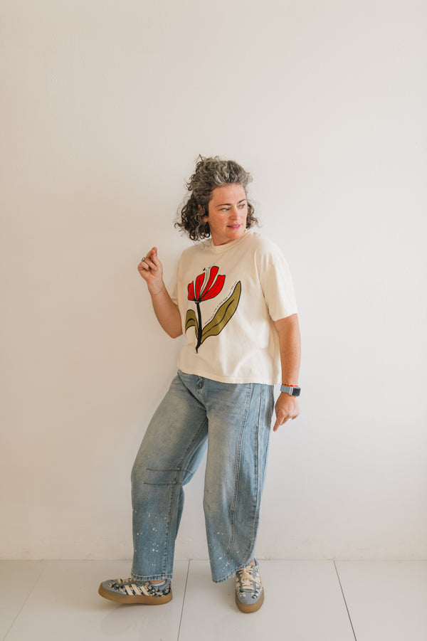 lets be brave | ivory comfort colors boxy crop tee