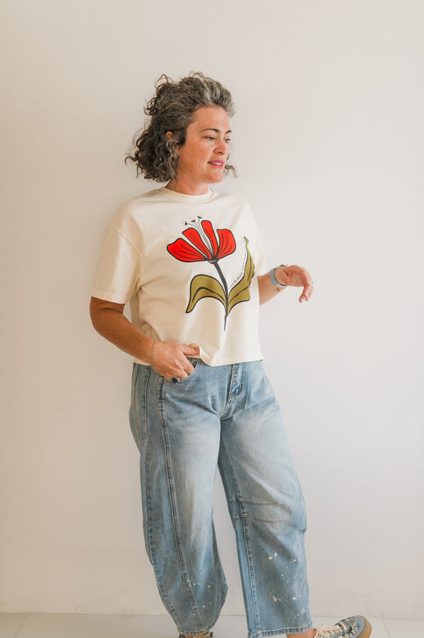 lets be brave | ivory comfort colors boxy crop tee