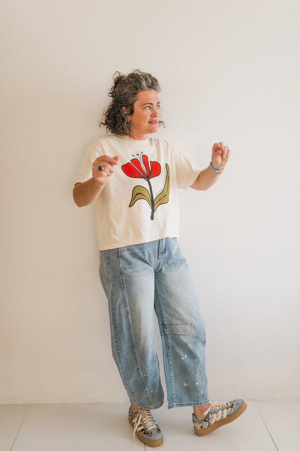 lets be brave | ivory comfort colors boxy crop tee