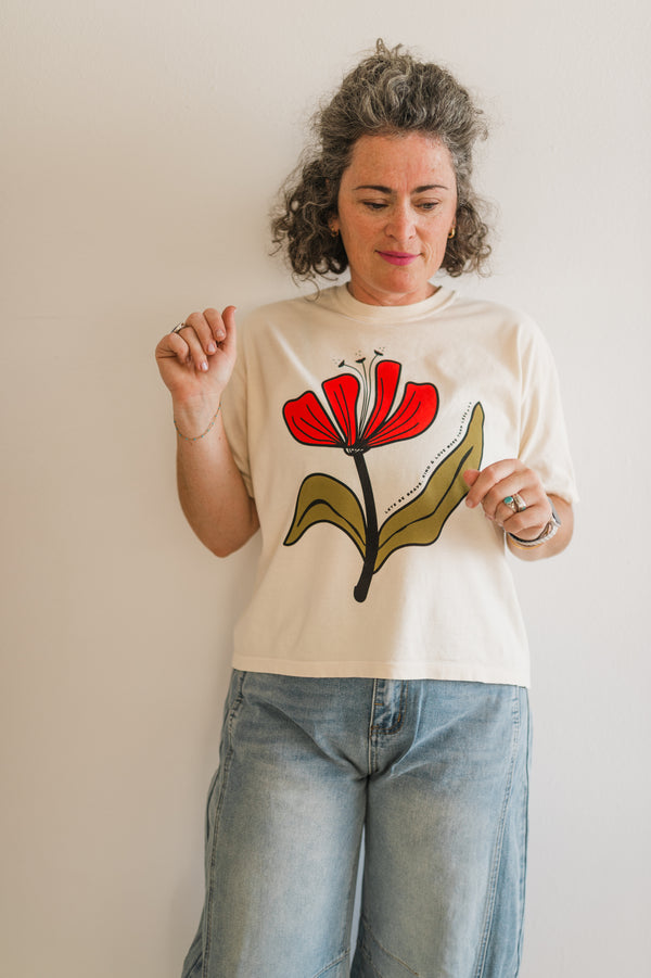 lets be brave | ivory comfort colors boxy crop tee