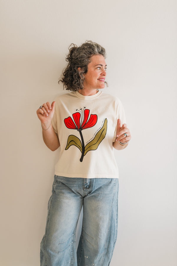 lets be brave | ivory comfort colors boxy crop tee