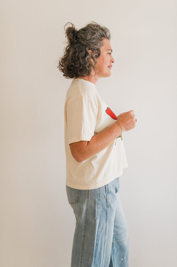 lets be brave | ivory comfort colors boxy crop tee