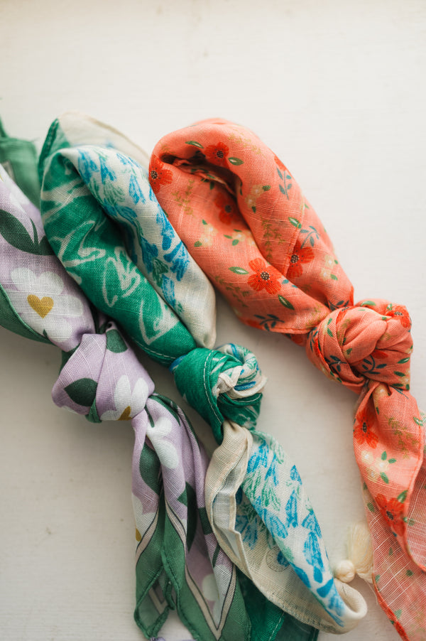 floral bandana | orange/red multi
