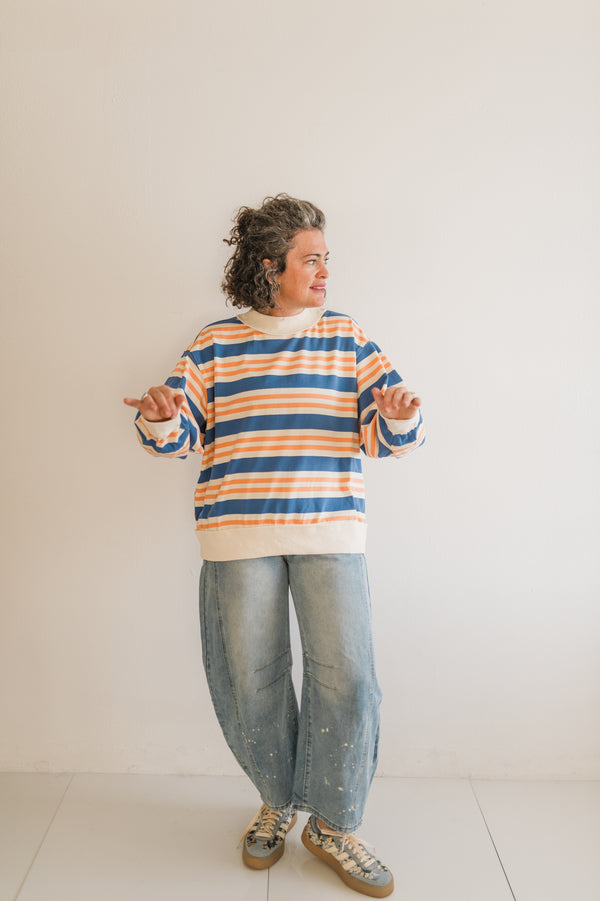mid-rise wide leg barrel  pants | misty blue