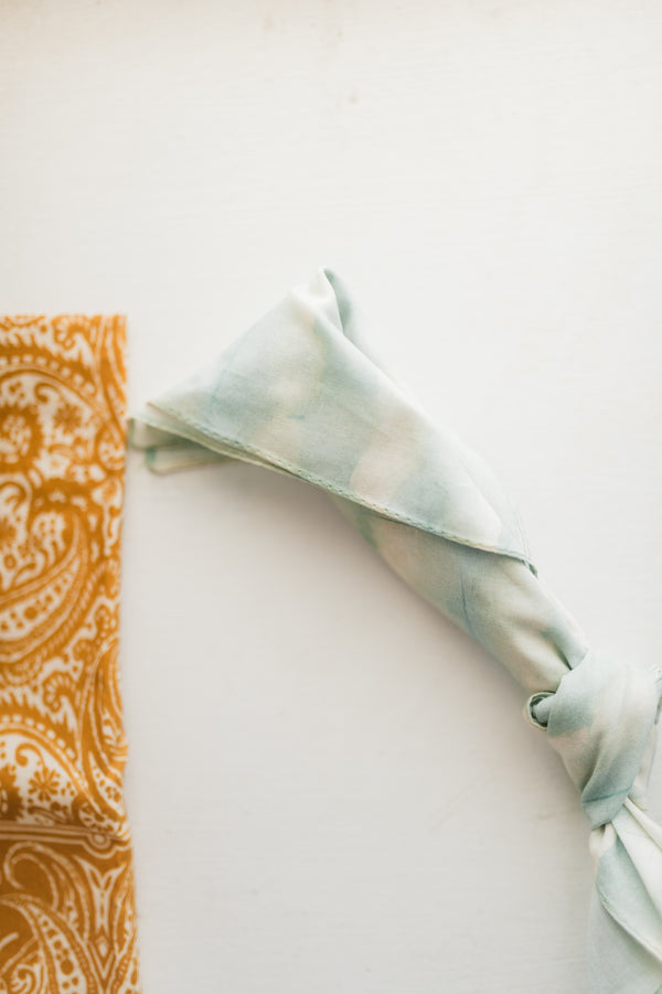 multi print bandana | beige green print