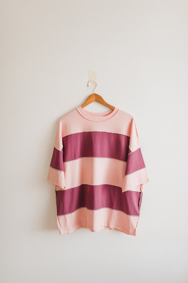 large stripe top oversized | salmon mauve