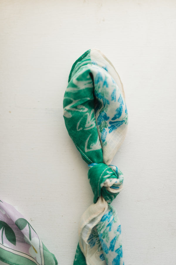 floral tassel bandana | green + blue