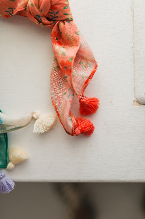 floral bandana | orange/red multi