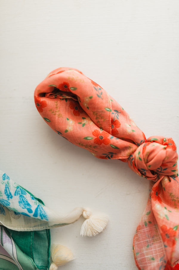 floral bandana | orange/red multi