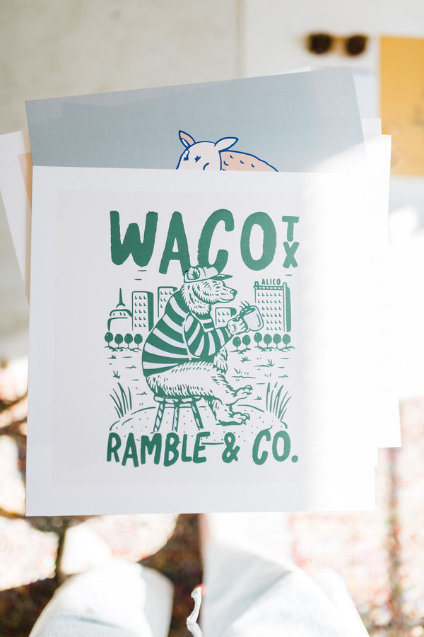 waco tx bear 12x12 | Ramble &amp; Co. print